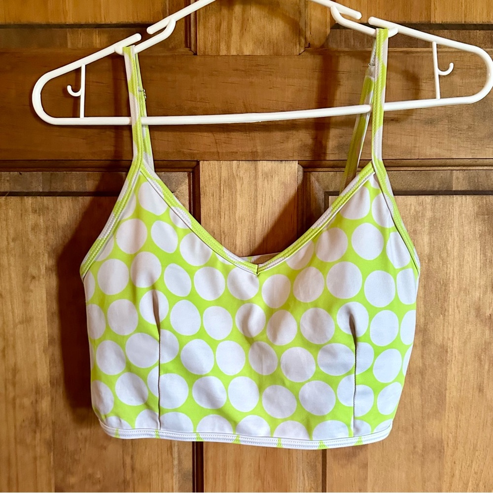 Kortni Jeane Swimsuit! Green and white polkadot v’d crop top! Women’s Size small